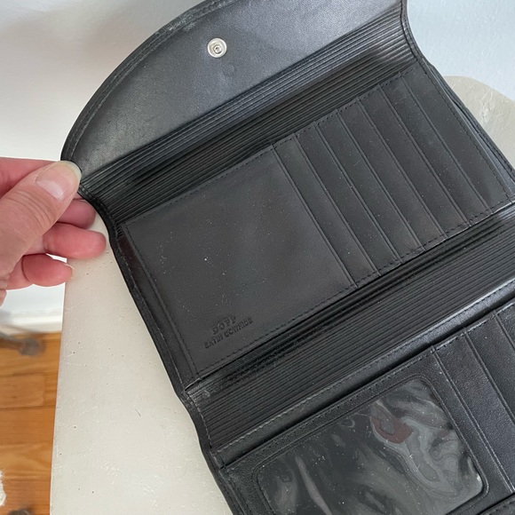 Dopp Black Satin Cowhide Leather Wallet w Change Purse Vintage - Picture 7 of 7